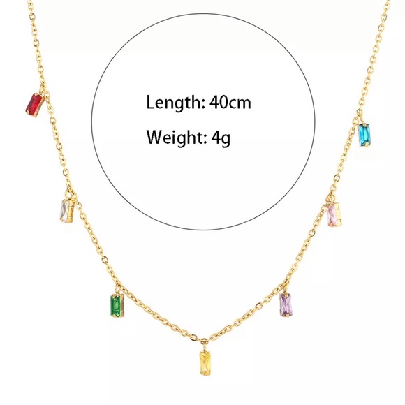 New 18K Gold Pink Square Zircon Pendant Necklace, nice Necklace, cute Necklace - Picture 5 of 5